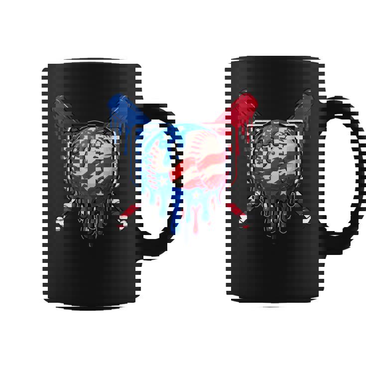 Baseball Drip Boys Dripping Ice Cream Baseball American Flag Coffee Mug