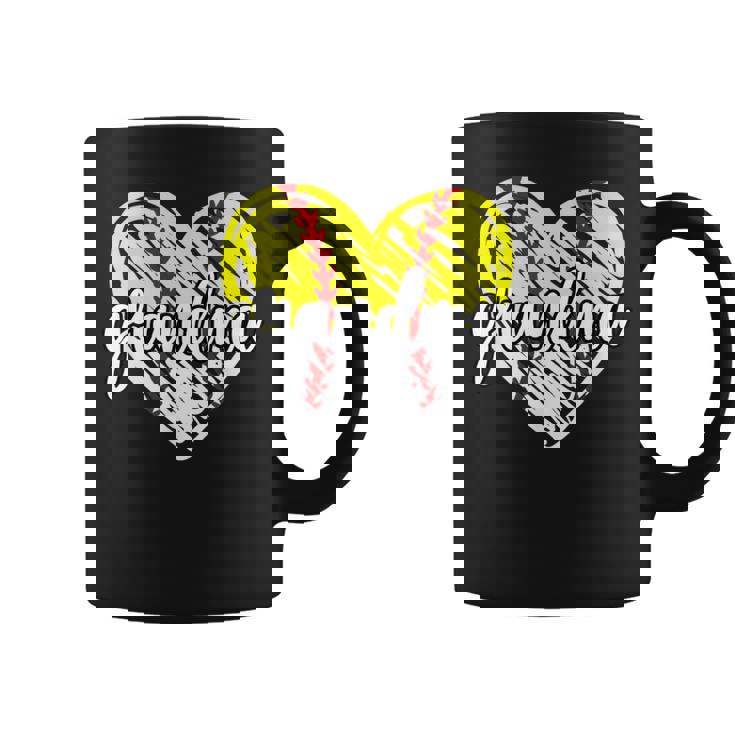 Baseball Softball Grandma Heart Softball Baseball Grandma Coffee Mug
