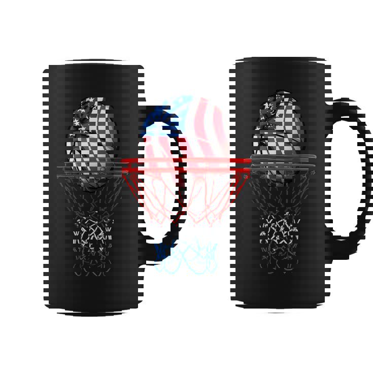 Basketball American Patriotic 4Th Of July Us Flag Boys Coffee Mug
