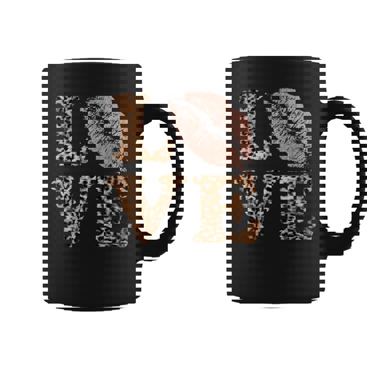Big Lips Love ヒョウ柄 文字 ピンク 唇 バレンタイン ラブ コーヒーマグ
