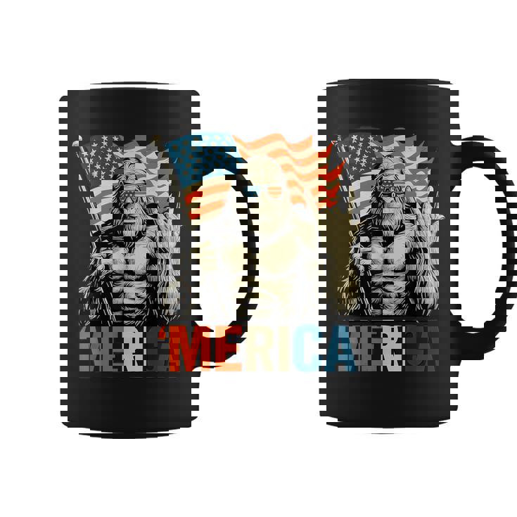 Bigfoot Merica Rock Patriotic American Flag 4Th Of July Coffee Mug