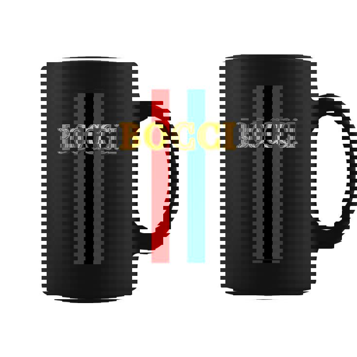 Bocci ぼっち《フェイクゴールド ロゴ》緑 赤 ライン【変なデザイン屋さん】陰キャ オタク ブランド パロディ 面白 コーヒーマグ