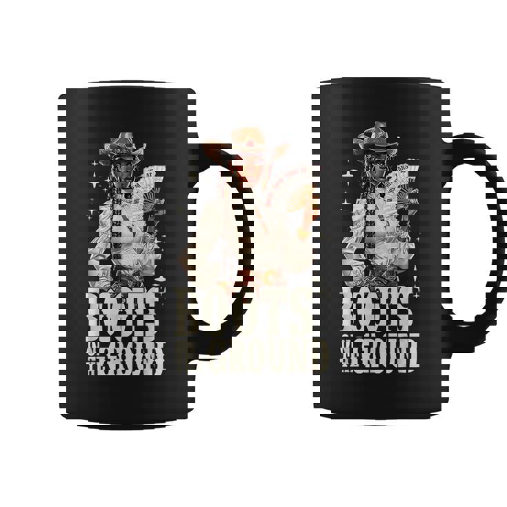 Boots On Ground Junenth Cowgirl Western Rodeo Black Women Coffee Mug