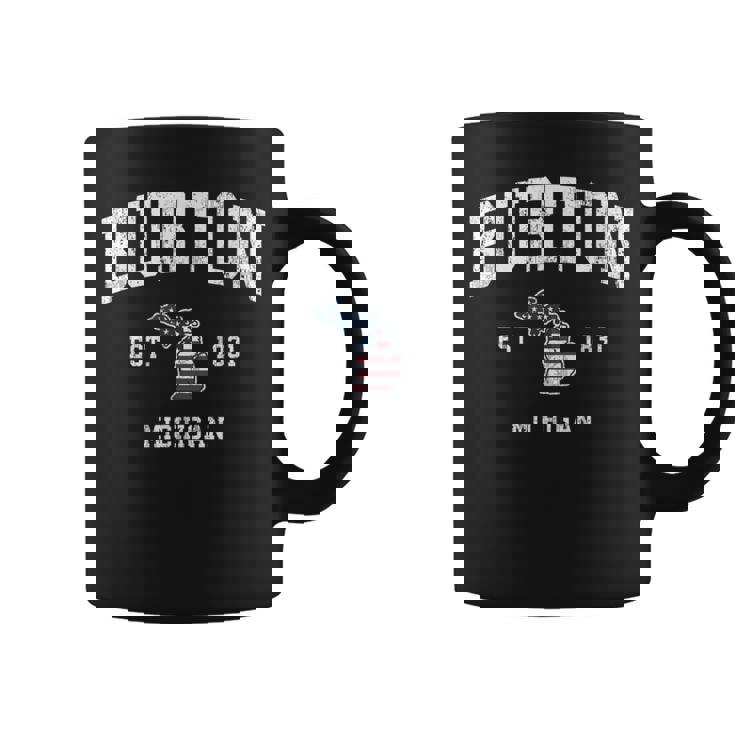 Burton Michigan Mi ヴィンテージ アメリカ国旗 スポーツデザイン コーヒーマグ