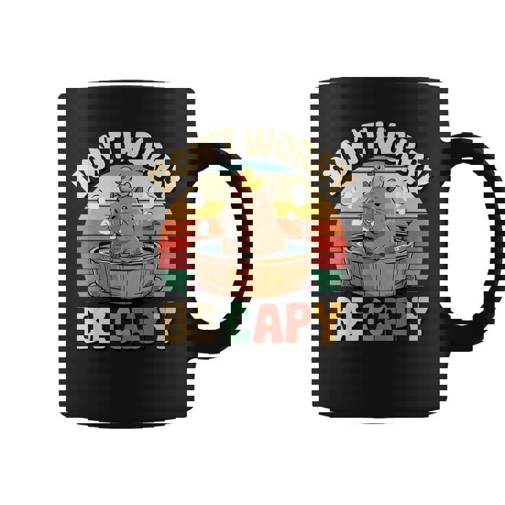 Capibara Don't Worry Be Capy Divertido Retro Lindo Capiba Taza de café
