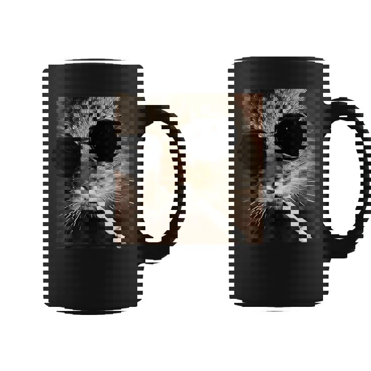 Cat Meme Wearing Sunglass And Smoking Cigarette Gangster Cat Coffee Mug