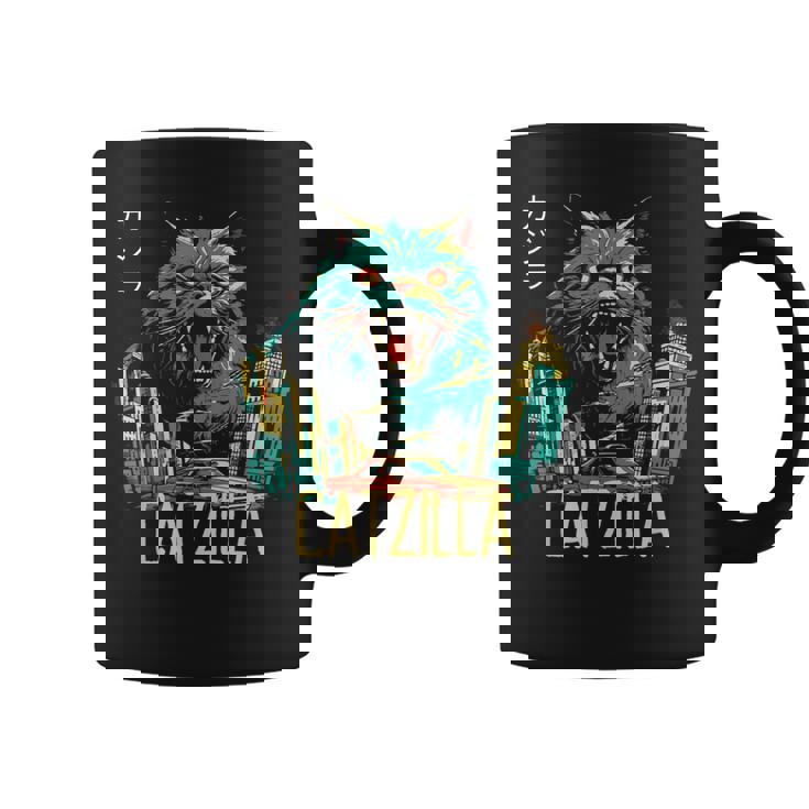 Catzilla ビンテージ 面白い かわいい 猫 アート コーヒーマグ