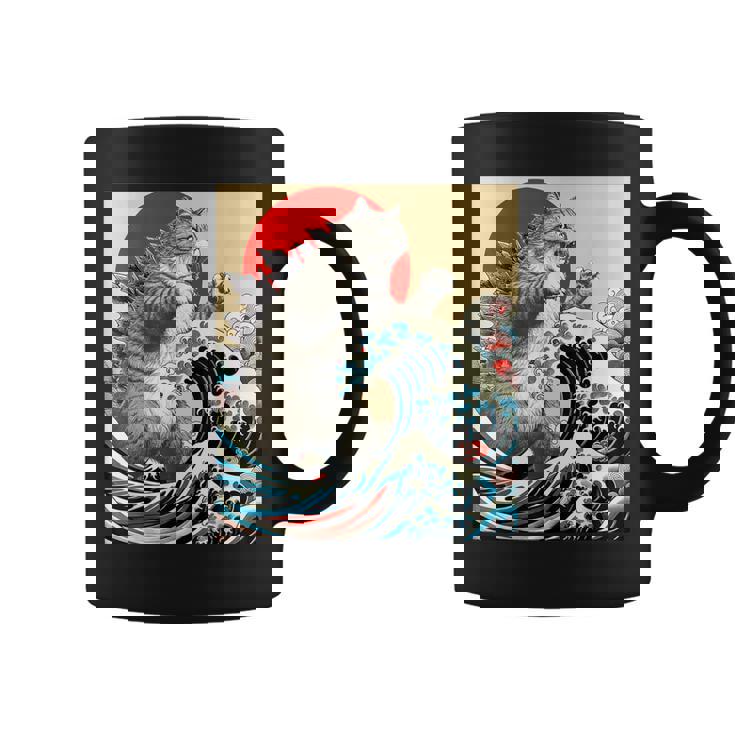 Catzilla 猫日本美術面白い猫 コーヒーマグ