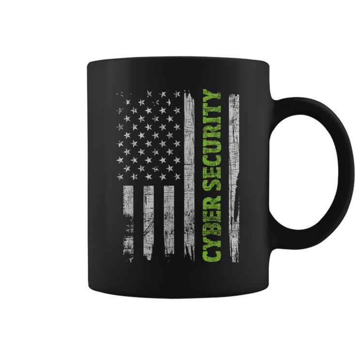 Ciberseguridad Bandera De EeUu Ingeniero Informático Programador Hacker Taza de café