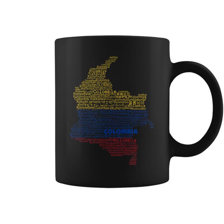 Colombia Mapa Bandera De Colombia Colombia En Idiomas Del Mundo Taza de café