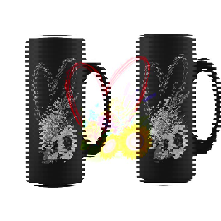 Conception De Fleurs D'été Tournesols Lavande Hortensia Tasse