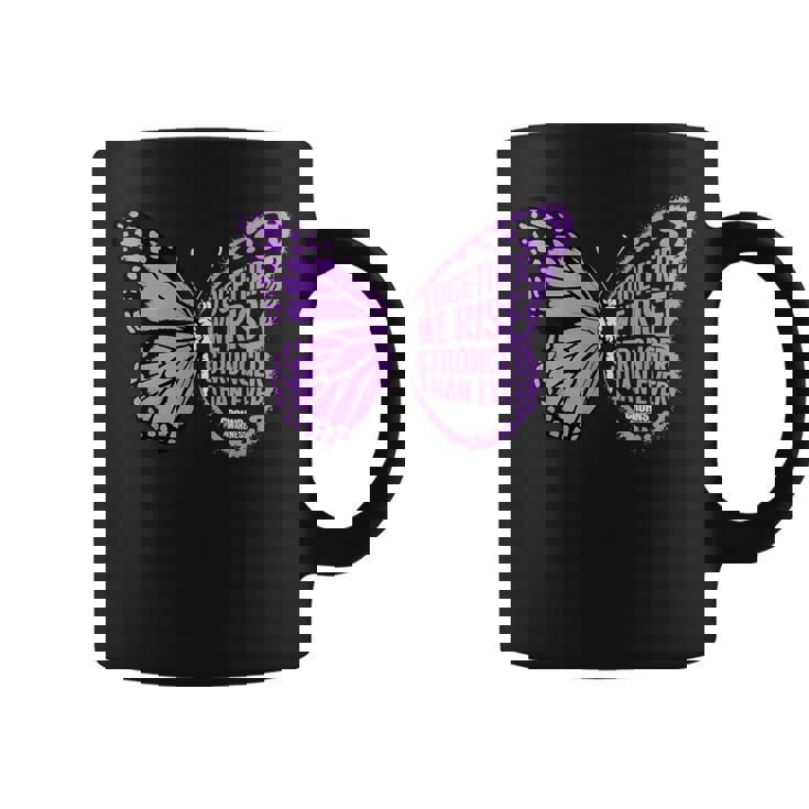 Crohns Awareness Together We Rise パープルリボン バタフライ コーヒーマグ