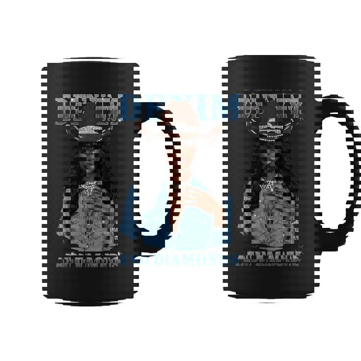 Denim And Diamonds African Melanin Cowgirls Western Coffee Mug