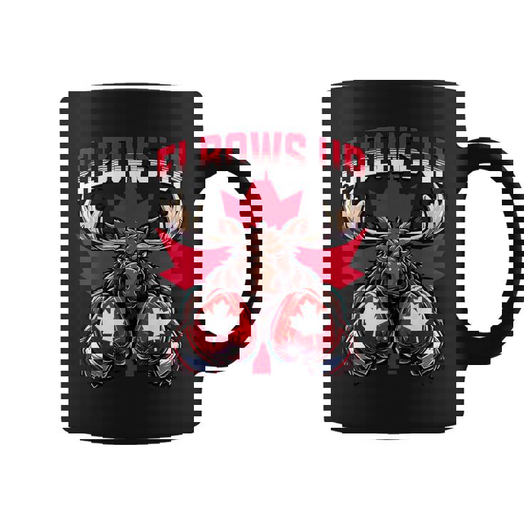 Elbows Up Canada ボクシング ムース メープルリーフ カナダの誇り コーヒーマグ