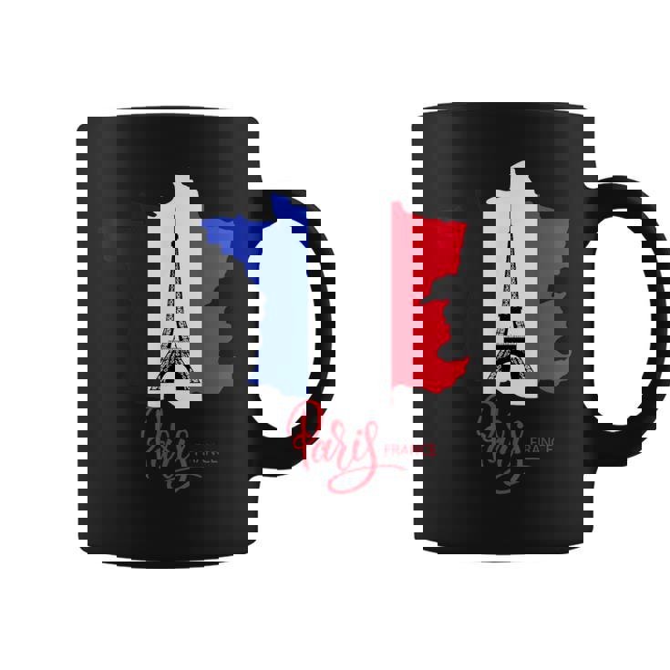 Enjoy Travel Paris France Flag & Eiffel Tower Graphic コーヒーマグ