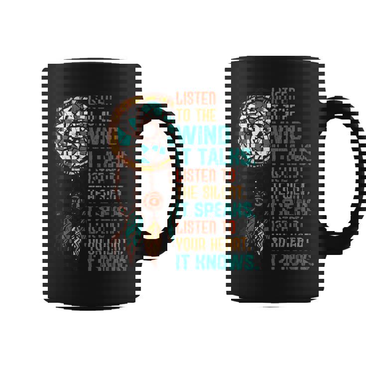 Escucha Eliento Que Habla Divertido Día Nativo Americano Gráfico Taza de café