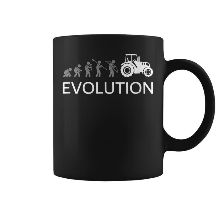 Evolución Agricultor Granja Tractor Agrícola Tractor Taza de café