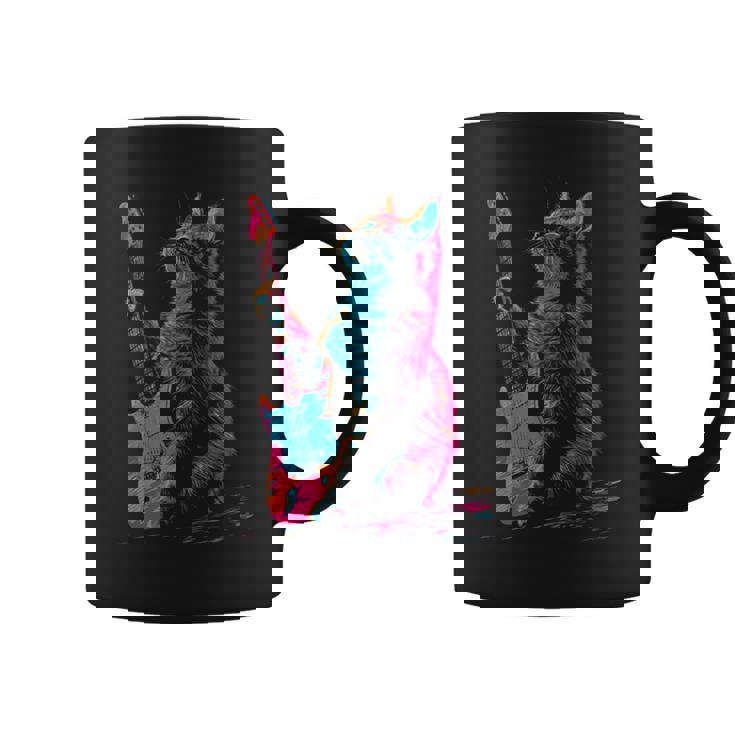 Feline Groove ロックギター 猫デザイン 音楽愛好家向け コーヒーマグ