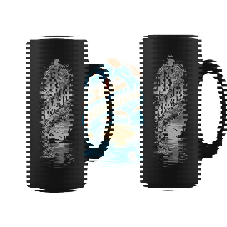 Fly-Nomenal 釣り竿とルアーグラフィック コーヒーマグ