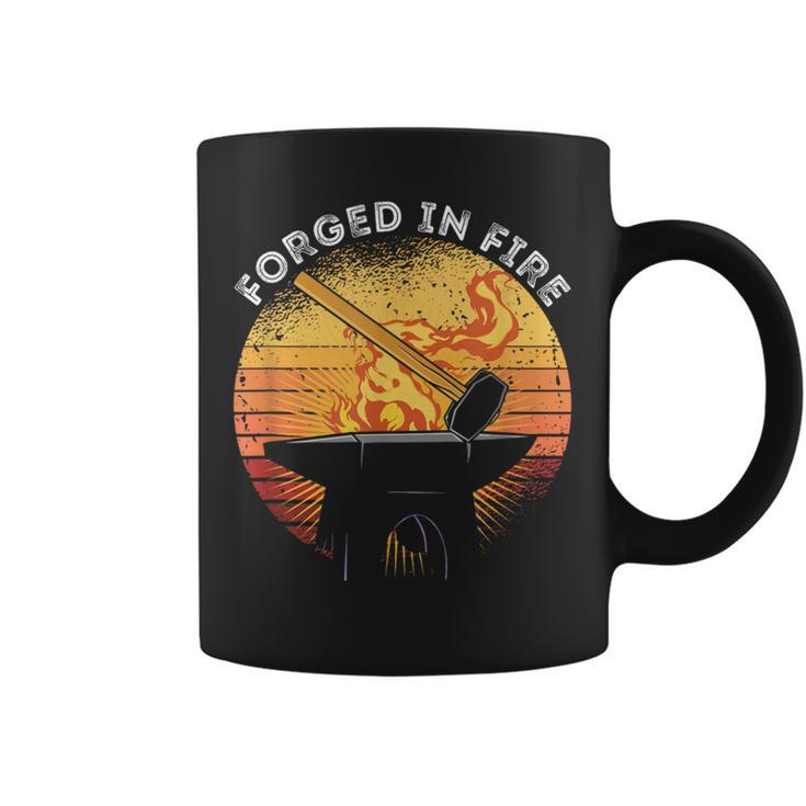 Forjado En Fuego Retro Puesta Deol Herrero Herrero Trabajador Taza de café