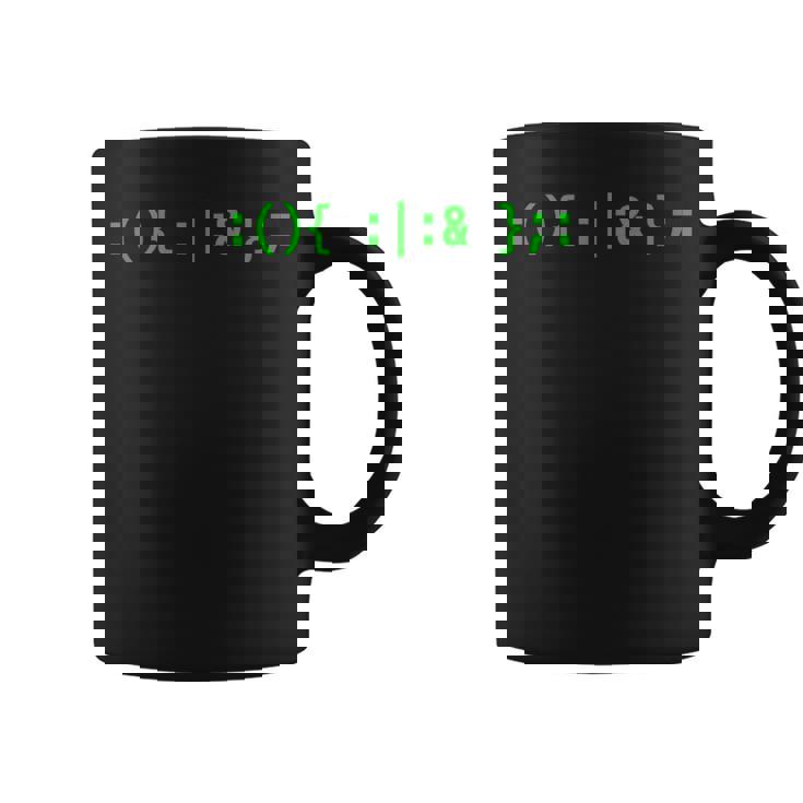 Fork Bomb Bash Hacker Command グリーンテキストデザイン コーヒーマグ
