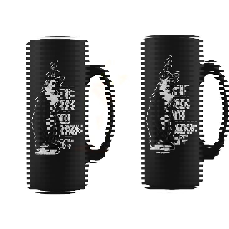 The Fuck You Lookin At 猫好きのための面白い下品なノベルティ コーヒーマグ