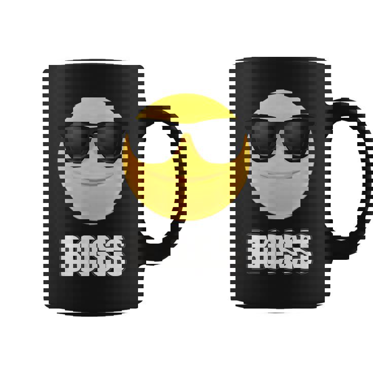 Girl & Boy Boss サングラス 顔文字シャツ クールな顔 コーヒーマグ