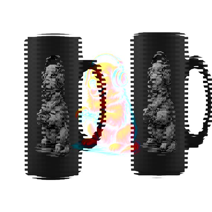 Golden Retriever Retro Gamerintage Gaming Amante De Los Perros Taza de café