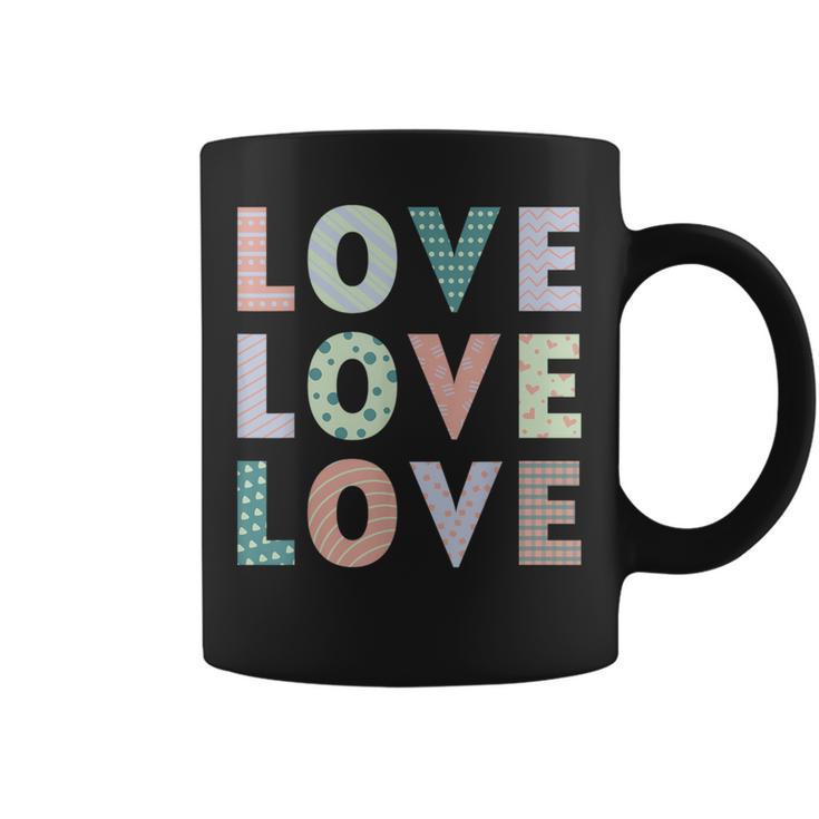 Gráfico Love Love Love Diseño Retro Con Mensaje Positivo Taza de café