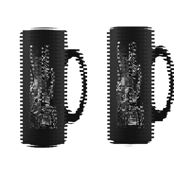 Guitarra Eléctrica Blanco Y Negro Diseño Arte Rock Blues Metal Taza de café