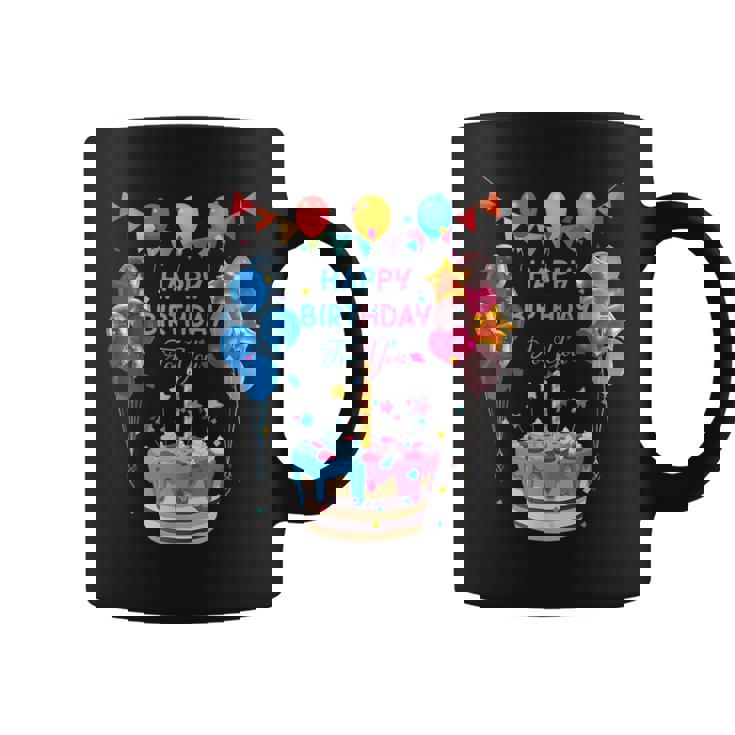 Happy Birthday To You ケーキとバルーンパーティー コーヒーマグ