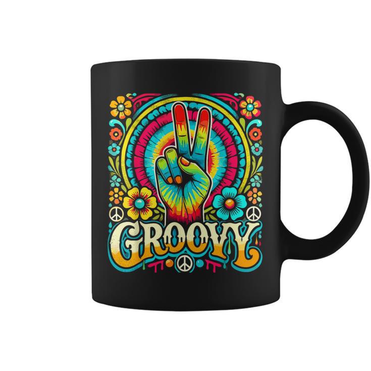 Cool Retro Tie Dye Peace Hand 1960S Hippie Peace Sign Coffee Mug - Monsterry