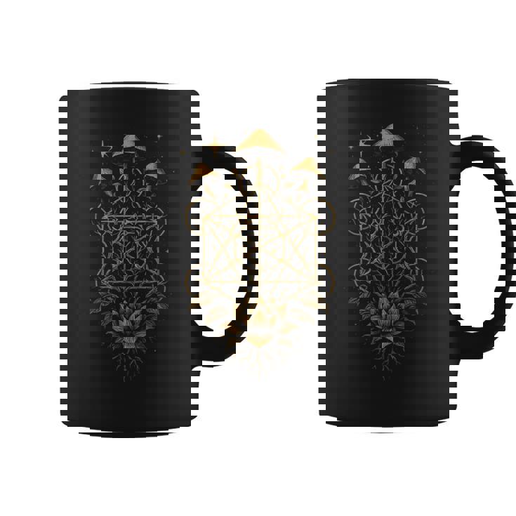 Hongos Flor Geometríaagrado Bosque Raíces Estrellas Taza de café