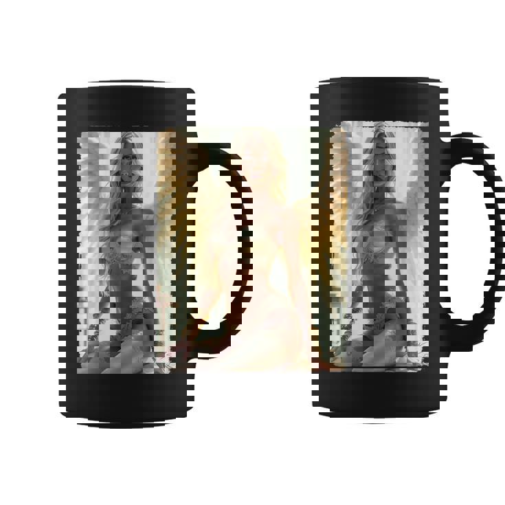 Hot Girl On 男性用 セクシーな天使の座り グランジ コーヒーマグ