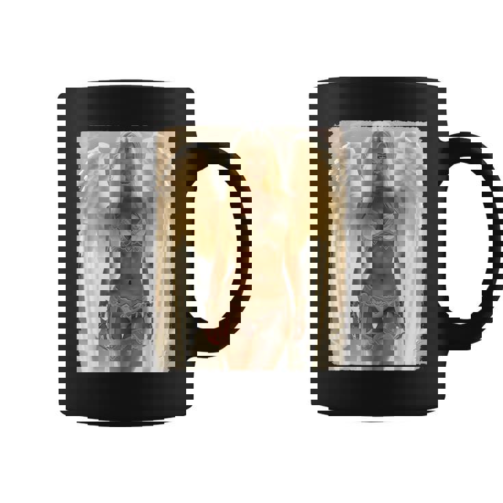 Hot Girl On 男性用 セクシー ブロンド エンジェル ガール ピンナップ コーヒーマグ