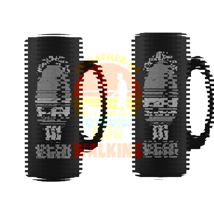 I'd Rather Be Dog Walking レトロ ラブドッグウォーカー コーヒーマグ