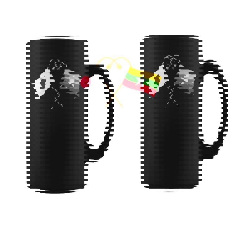 Japanese Flag Myanmar Flag ミャンマー遺産 ミャンマーのルーツ 日本の国旗 ミャンマーの国旗 コーヒーマグ