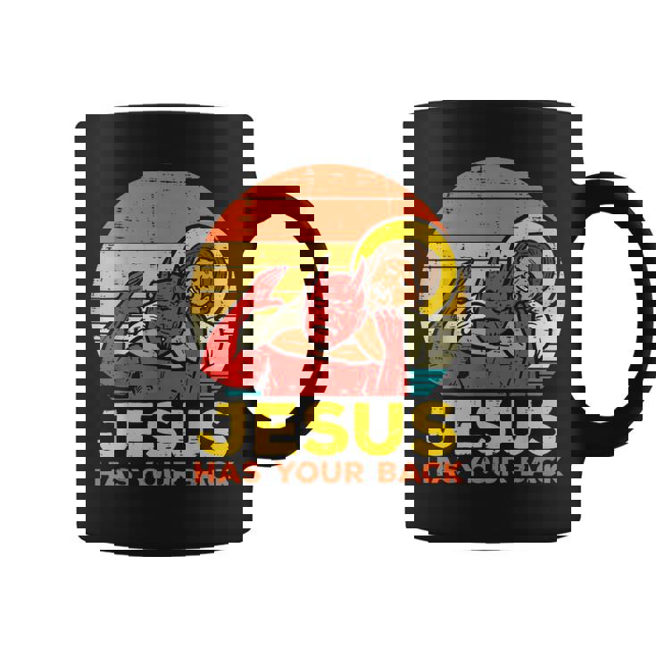 Jesus Has Your Back 柔術 レトロ クリスチャン コーヒーマグ