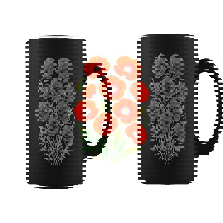 Jolies Fleurs Coquelicots Rouges En Pleine Floraison Formes Blanches Mania Tasse