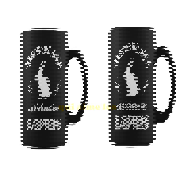 メンズ Just A Dude Who Loves Rabbits ユーモアラビットマン コーヒーマグ