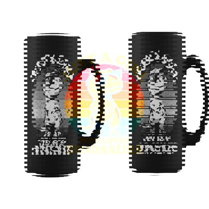 Just A Girl Who Loves Dinosaurs おもしろレトロ恐竜 T-Rex コーヒーマグ