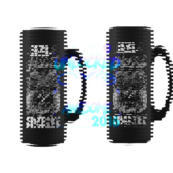 Level 9 Unlocked Awesome Since 2016 9Th Birthday Gaming Coffee Mug