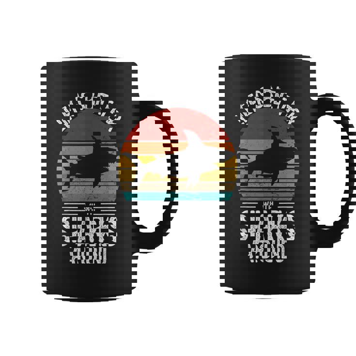 Life Is Better Withharks Around レトロ シャーク コーヒーマグ