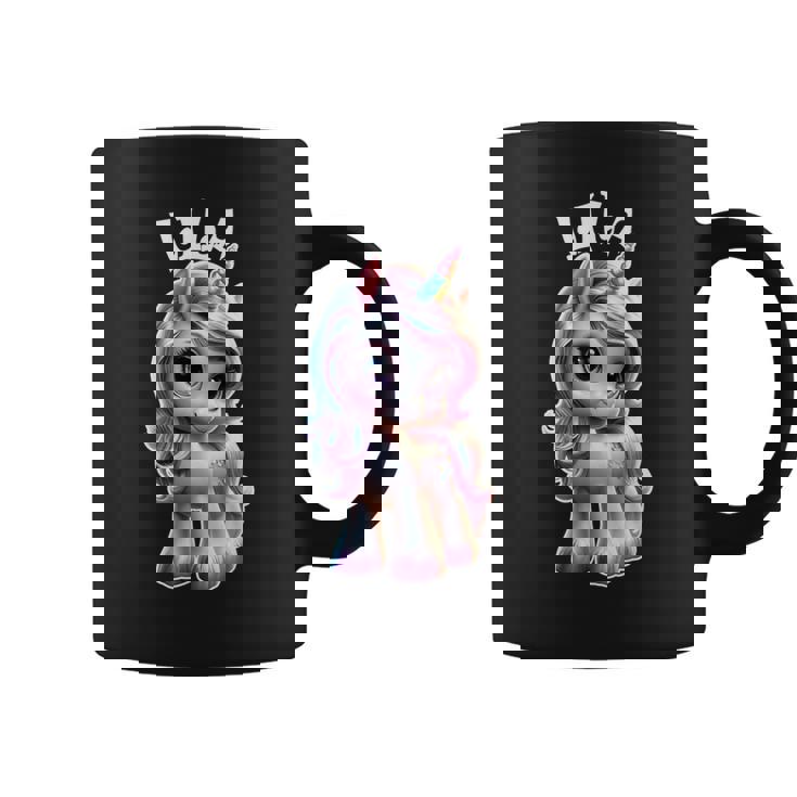 Lila かわいいユニコーンデザイン 女の子用 名前 Lila コーヒーマグ