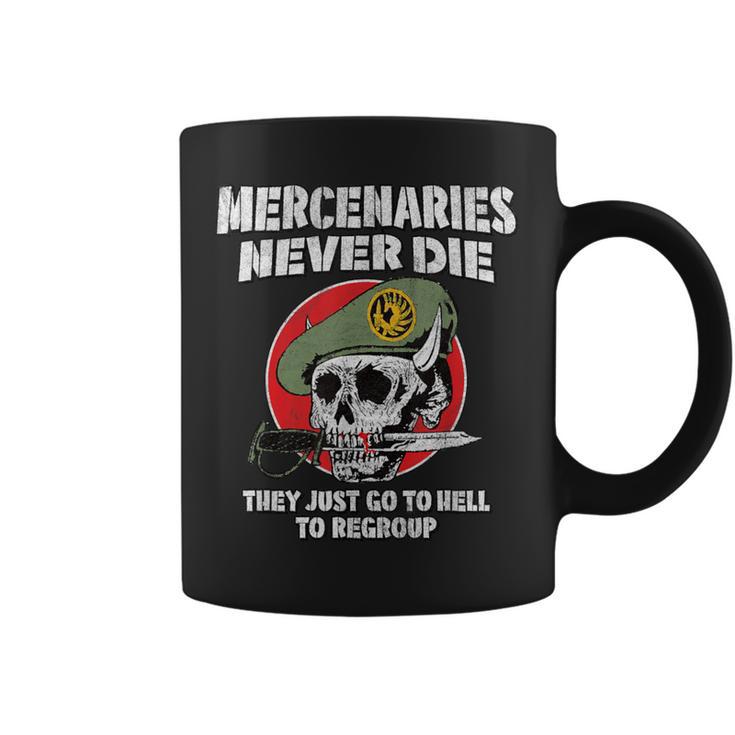 Los Mercenarios Nunca Muerenoloe Reagrupan Calavera Retro Militar Taza de café