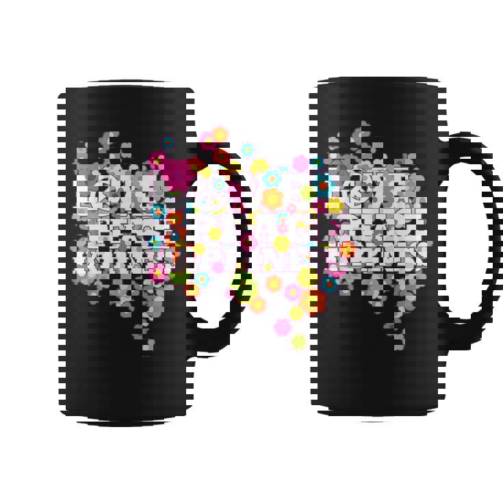 Love Peace Happiness 60年代70年代ヒッピーフラワーパワー コーヒーマグ