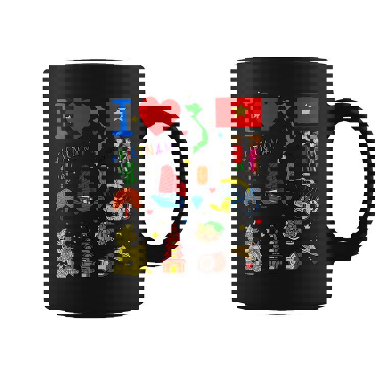 I Loveietnam手描き ベトナムのランドマーク、旗、地図 コーヒーマグ