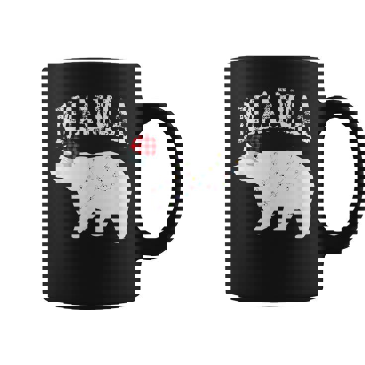 Mama Bear Xmas Buffalo Plaid Lights Matching Family Pajama コーヒーマグ