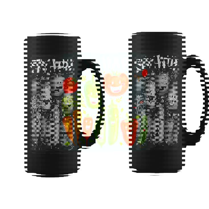 Mantente Feliz Conerduras Y Frutas Divertidas Taza de café