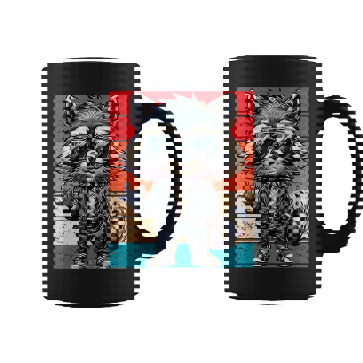 Mapache Retro Rock Música Hombres Niños Es Divertido Mapacheintage Taza de café